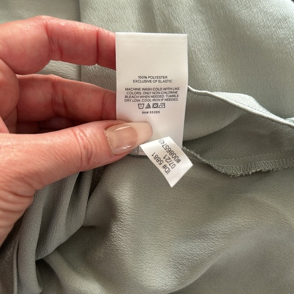 Brand new soft silvery green ruched drawstring front blouson sleeves top~ - Picture 6 of 6